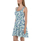 Blue Palm Frond Skater Dress