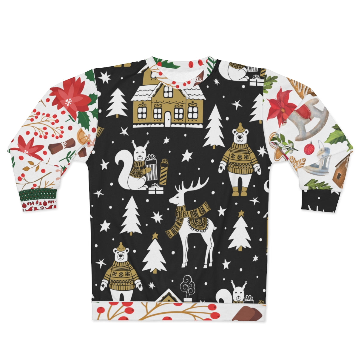 Ugly Cute Sweatshirt, Polar Bears, Deer, Christmas Trees, Women's Sweatshirt, Men's Sweatshirt, Clothing, Poinsettia