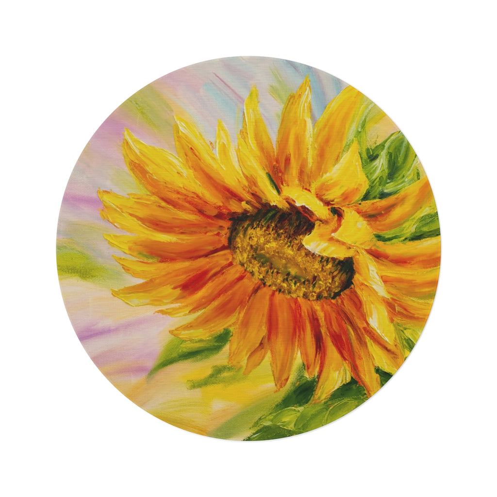 Dramatic Sunflower Classic Round Rug