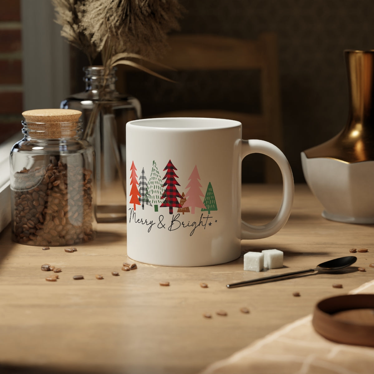 Merry & Bright Jumbo Mug, 20oz, Unique Coffee Mug, Holiday Gift