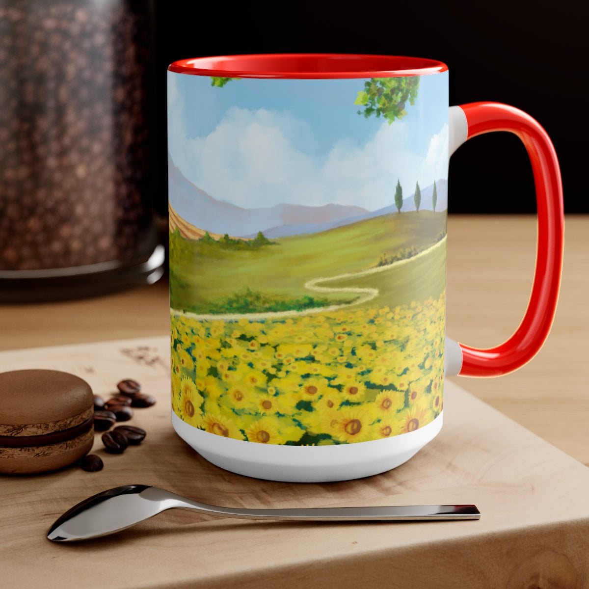 Sunflower Fields Coffee Mugs, 15oz, Unique Coffee Mug, Gifts