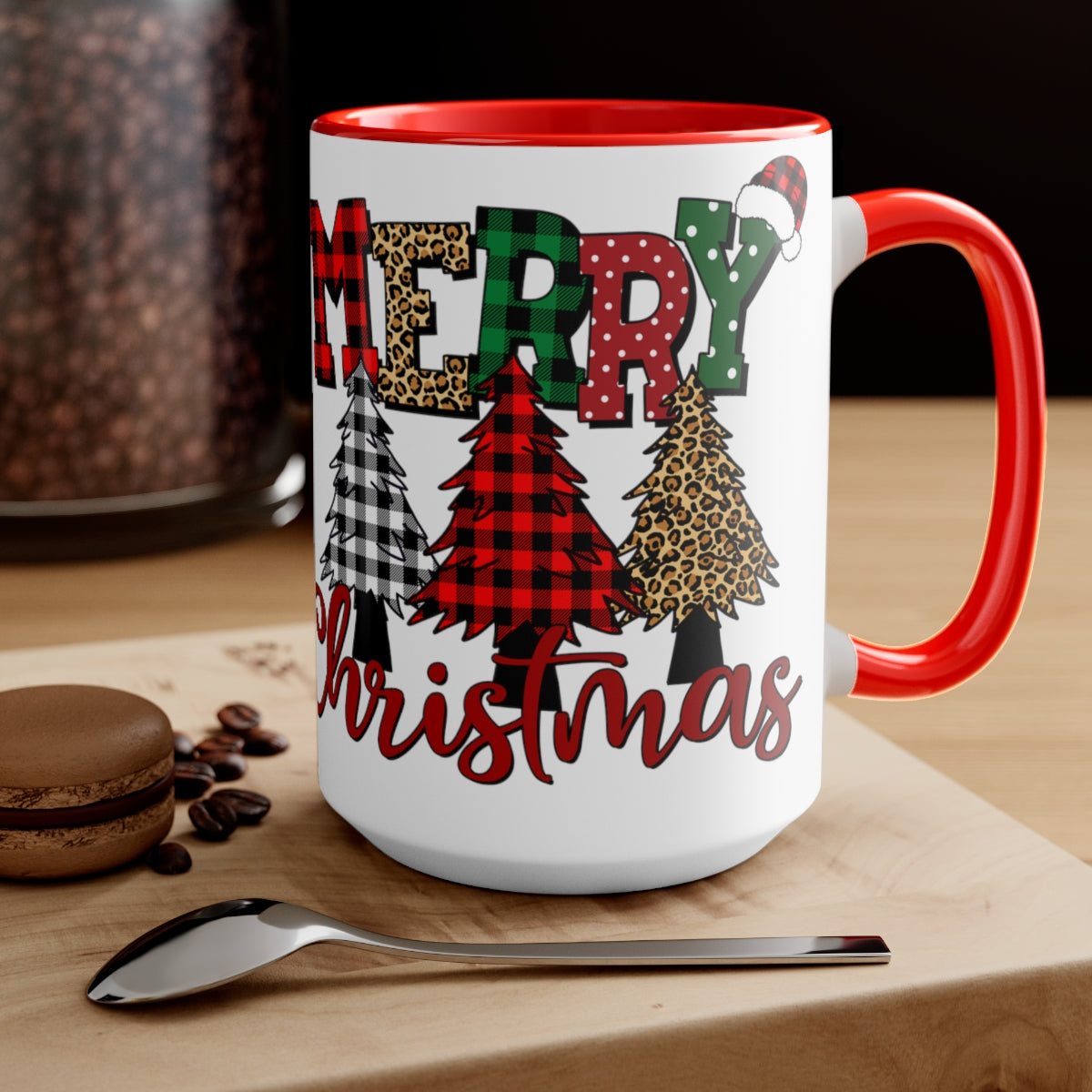 Merry Christmas Tree Coffee Mugs, 15oz, Holiday Mug, Unique Coffee Mug