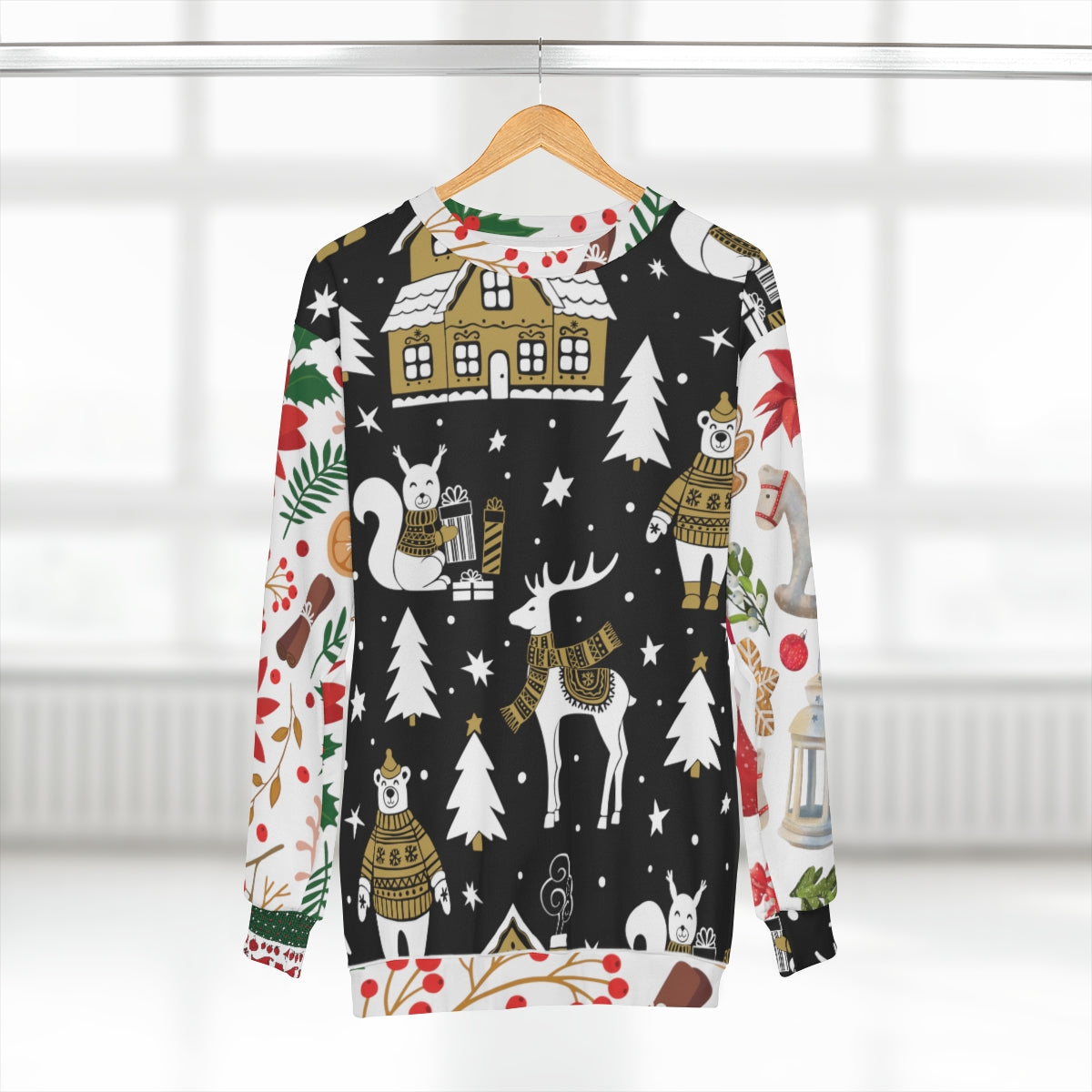 Ugly Cute Sweatshirt, Polar Bears, Deer, Christmas Trees, Women's Sweatshirt, Men's Sweatshirt, Clothing, Poinsettia