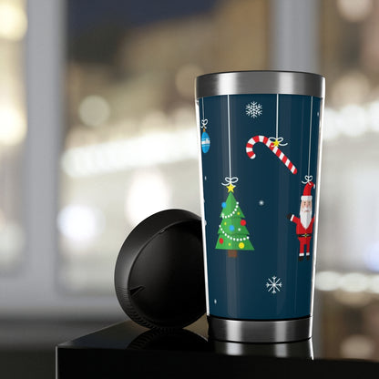 Blue Christmas Stainless Steel Travel Mug with Insert