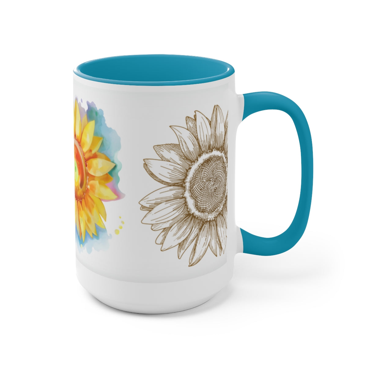 Sunflower Mural Coffee Mugs, 15oz, Unique Coffee Mug, Gifts