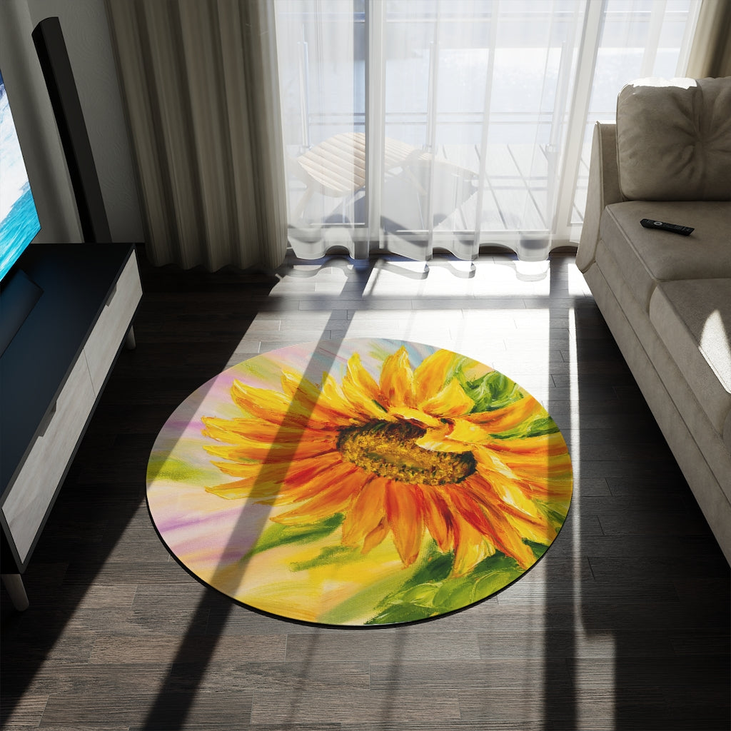 Dramatic Sunflower Classic Round Rug