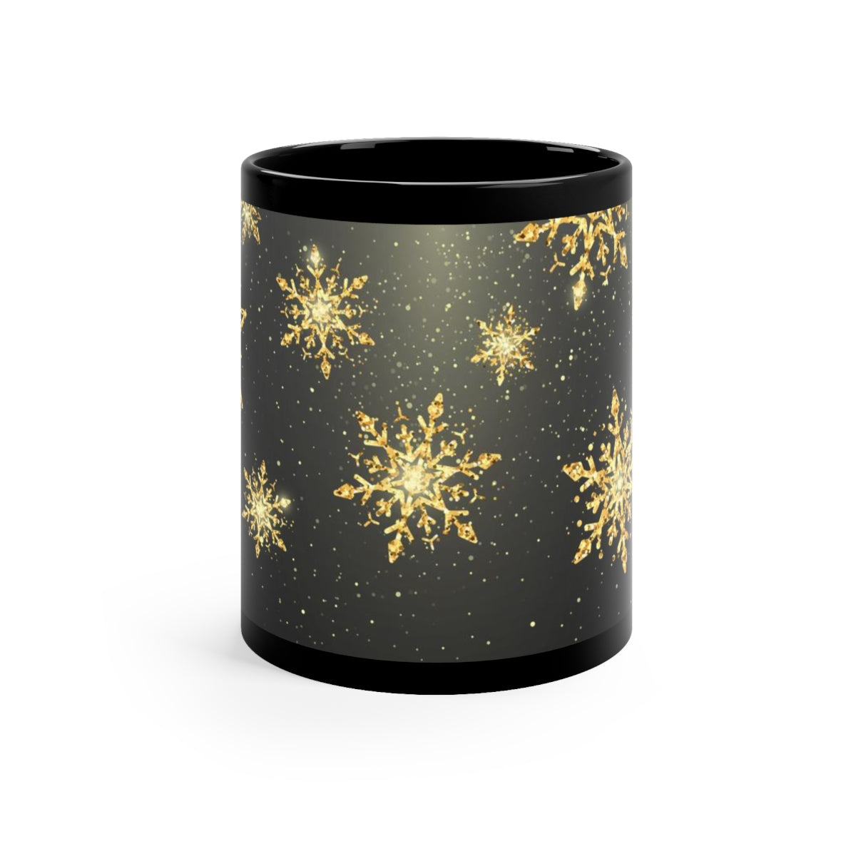 Snowflake 11oz Black Mug, Unique Coffee Mug, Holiday Mug, Holiday Gift