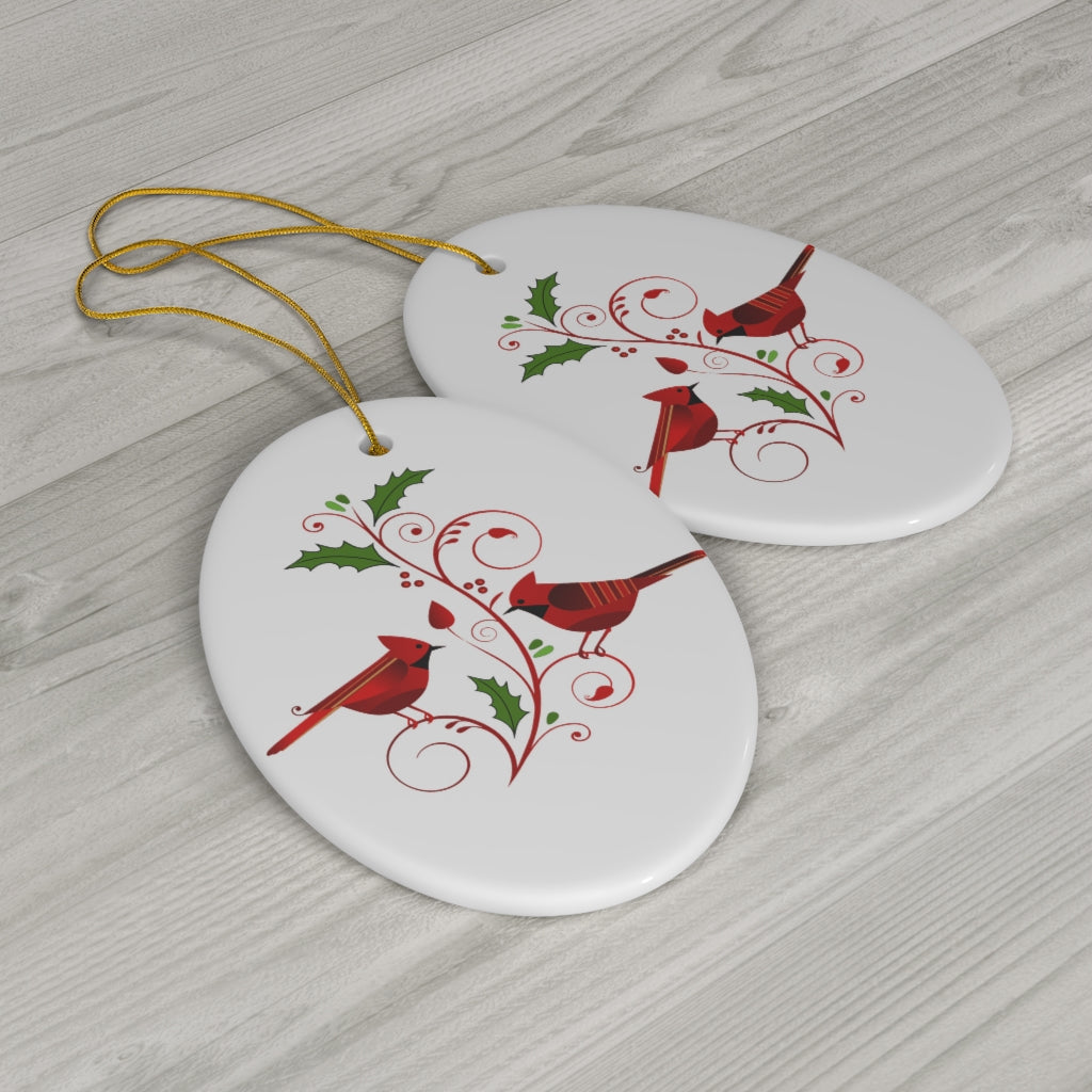 Christmas Cardinal Duo Ceramic Ornament, 1-Pack