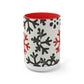 Red Snowflake Coffee Mugs, 15oz, Holiday Mug, Unique Coffee Mug Gift