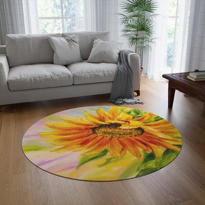 Dramatic Sunflower Classic Round Rug