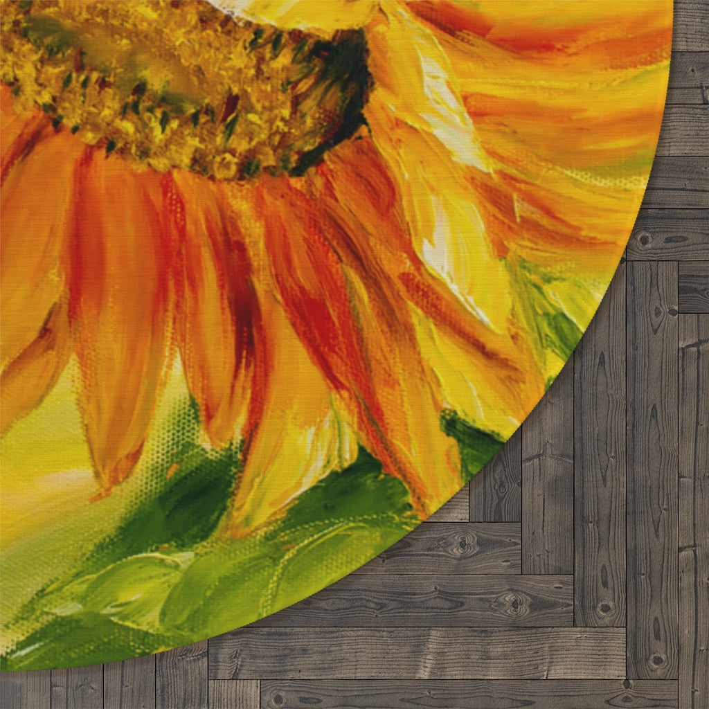 Dramatic Sunflower Classic Round Rug