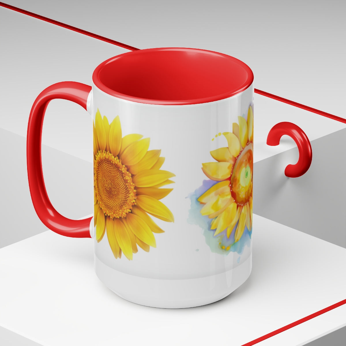 Sunflower Mural Coffee Mugs, 15oz, Unique Coffee Mug, Gifts