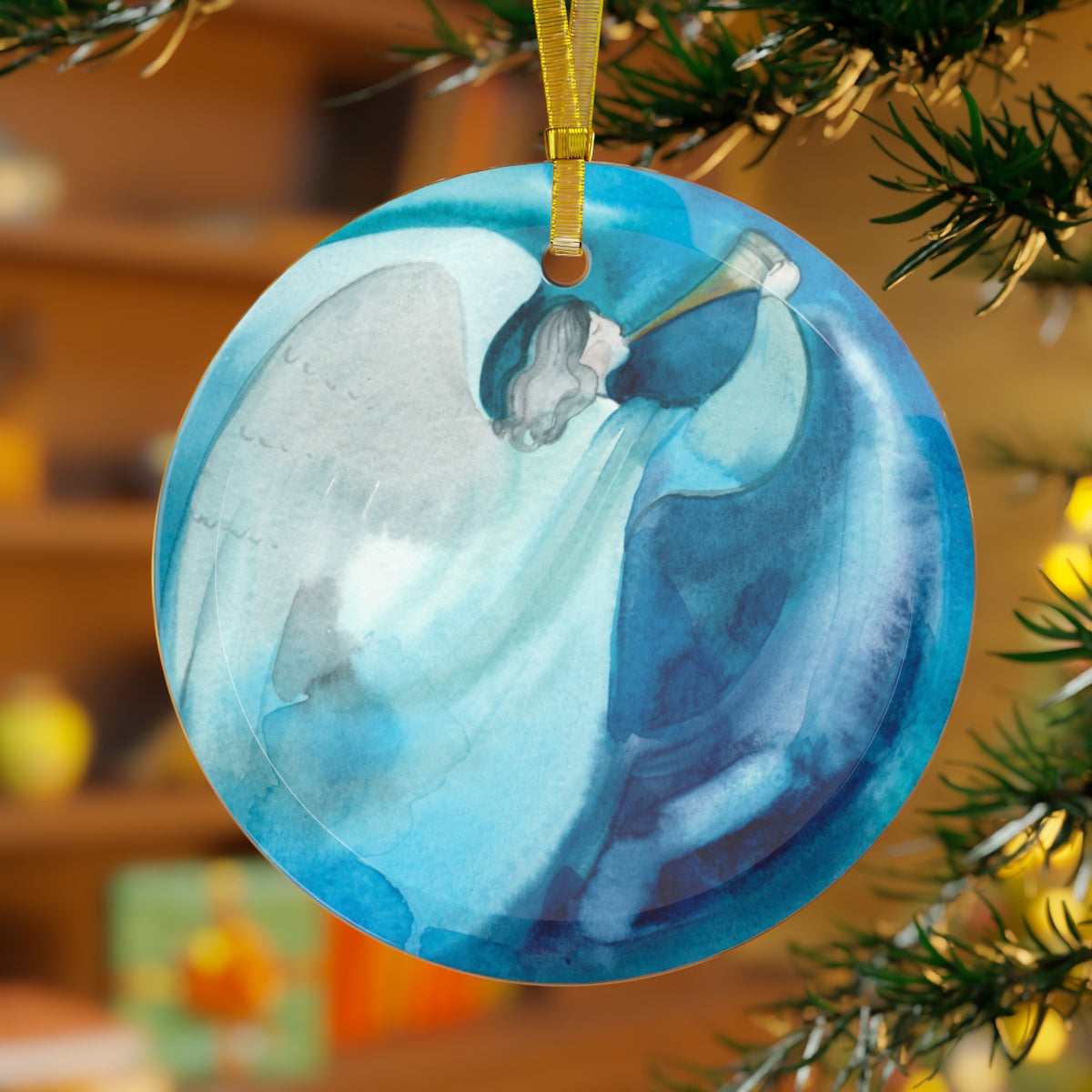 Christmas Angel Glass Ornament