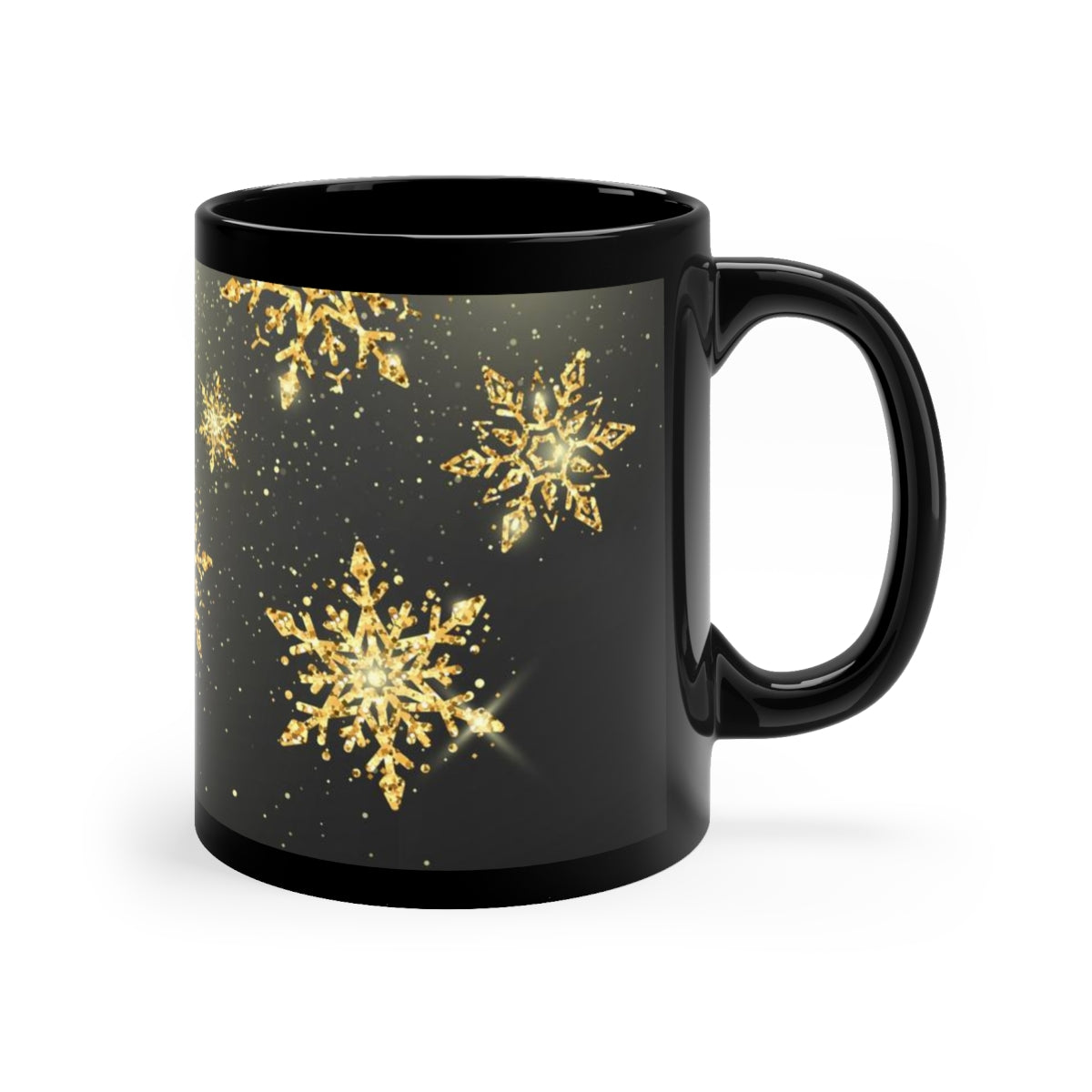 Snowflake 11oz Black Mug, Unique Coffee Mug, Holiday Mug, Holiday Gift