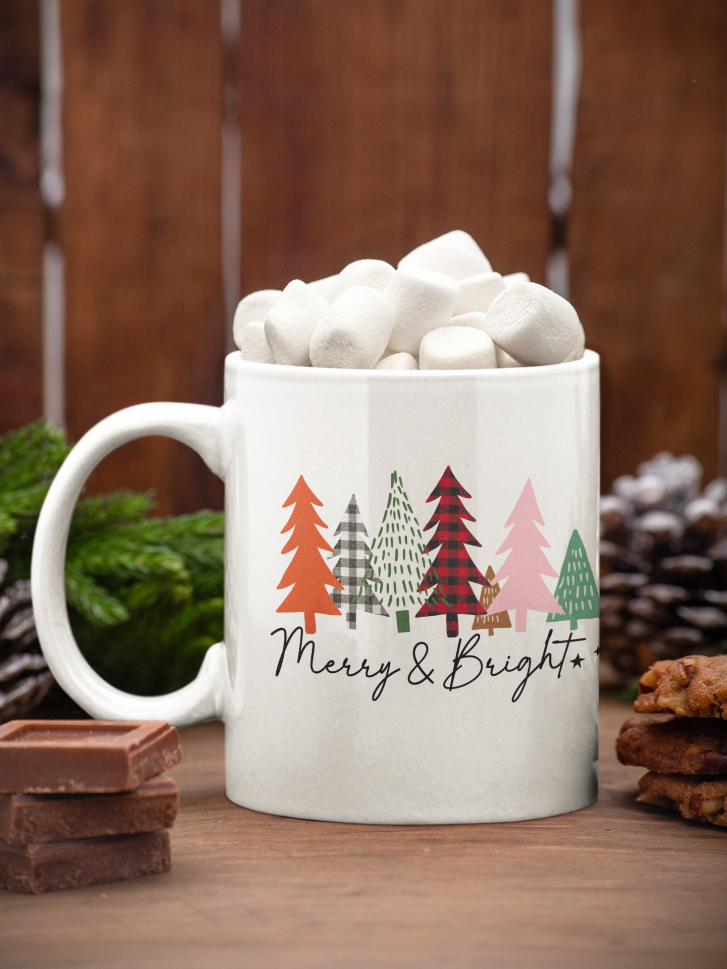 Merry & Bright Jumbo Mug, 20oz, Unique Coffee Mug, Holiday Gift